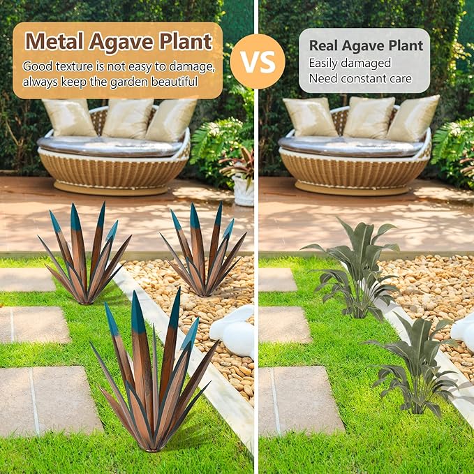 2pcs Metal Tequila Country Sculpture DIY Tequila Plant Home Decor Country Tequila Garden Ornament Indooutdoor Statuette Patio Lawn Patio Stake Decoration Gift to The Garden 16"