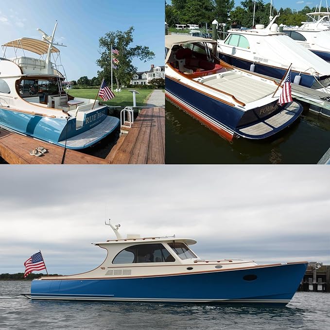 American Flag 16x24 Boat Flags Outdoor Heavy Duty Embroidered USA 1.3x2Ft Flags - Heavy Duty Banner US Nylon Sewn Stripes Indoor with 2 Brass Grommets