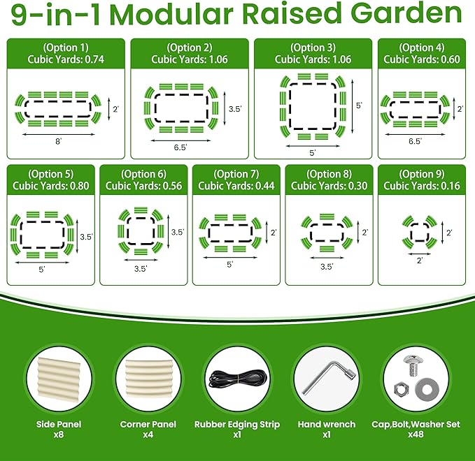 8 X 2 X 1.4Ft Raised Garden Beds Kits, Galvanized Raised Garden Beds Outdoor Planter Box for Vegetables, Gardening, Flowers, Fruits etc(Ivory)