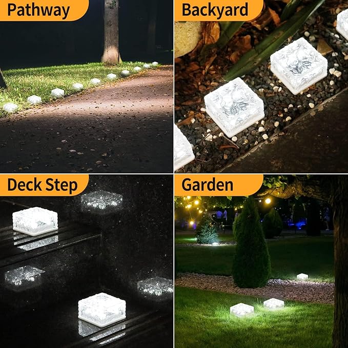 4Pcak Solar Brick Lights, Outdoor Solar Lights,-Pavers Lights,Solar Pathway Lights Outdoor Waterproof,for Garden Courtyard Pathway