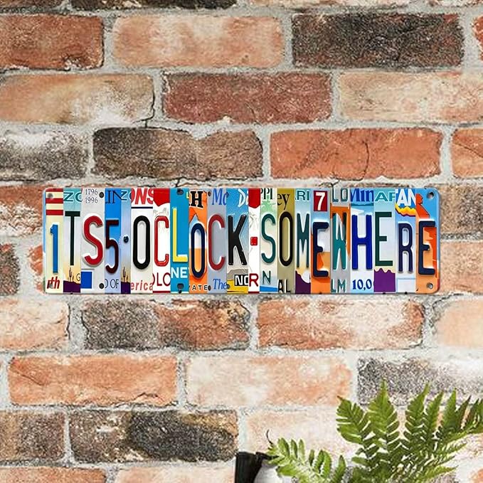 Bar Signs For Home Bar Decor Its 5 O'Clock Somewhere Sign Funny Metal Tin Sign Outdoor Bar Accessories Vintage Surfboard Decor Street Signs For Bedroom Bar Wall Decor Garage Decor It'S Five O'Clock