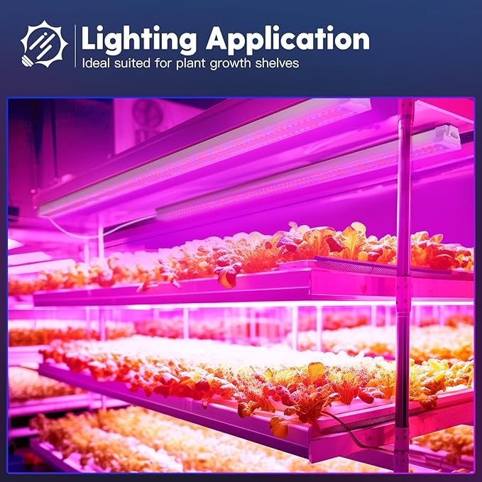 FREELICHT 6 Pack 4FT LED Grow Light, 40W (250W Equivalent), Red Blue (660nm+460nm) Full Spectrum Grow Light for Indoor Plants, Linkable Plug in Plant Growing Lamps for Hydroponic Seeding Veg Flower