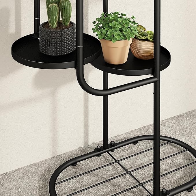 Bamworld Cactus Plant Stand Indoor for Succulents Christmas Decor Corner Metal Flower Pot Stands 5 Tier Plant Shelf for Patio Garden Balcony Living Room Decor Black Designer Edition