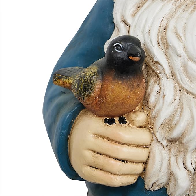 Alpine Corporation ZKD100 Jumbo Size Gnome with Bird Decor, Whimsical Gnome Statue for Patio & Garden, 48" H, Multicolor