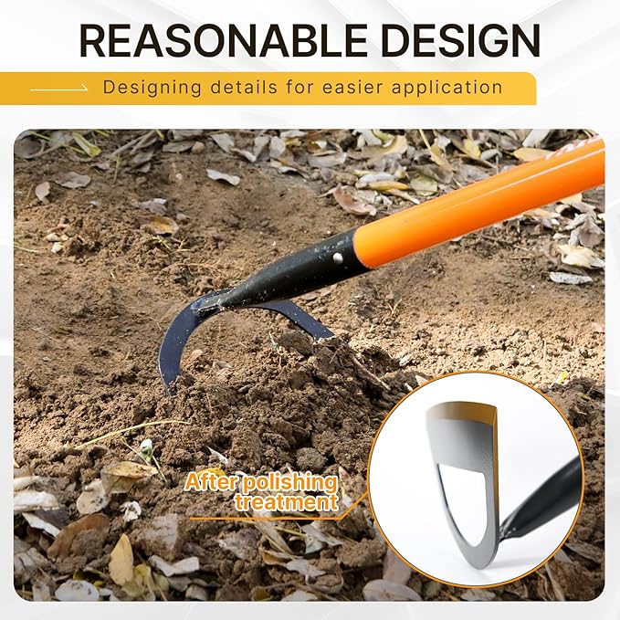 Garden Hoe,Garden Tools for Weeding,Hoe Garden Tool for Gardening Planting with Fiberglass Handle,57Inches,Orange