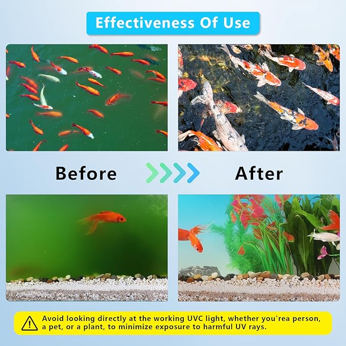 55W Aquarium UV Light for 500-5000 Gallon, UV Pond Light for Koi Pond, Swimming Pool, Spa, Large Fish Tank, Cold Plunge UV Light for Pond Algae Control