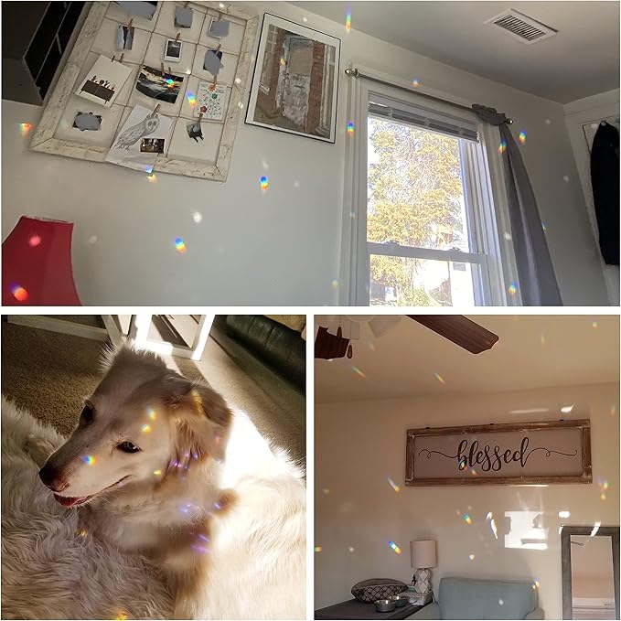 AB Color Heart Crystal Suncatcher, 2pc 45mm Hanging Prism for Windows, Outdoor Indoor Decoration, Rainbow Maker Gifts for Mom, Grandma, Friend