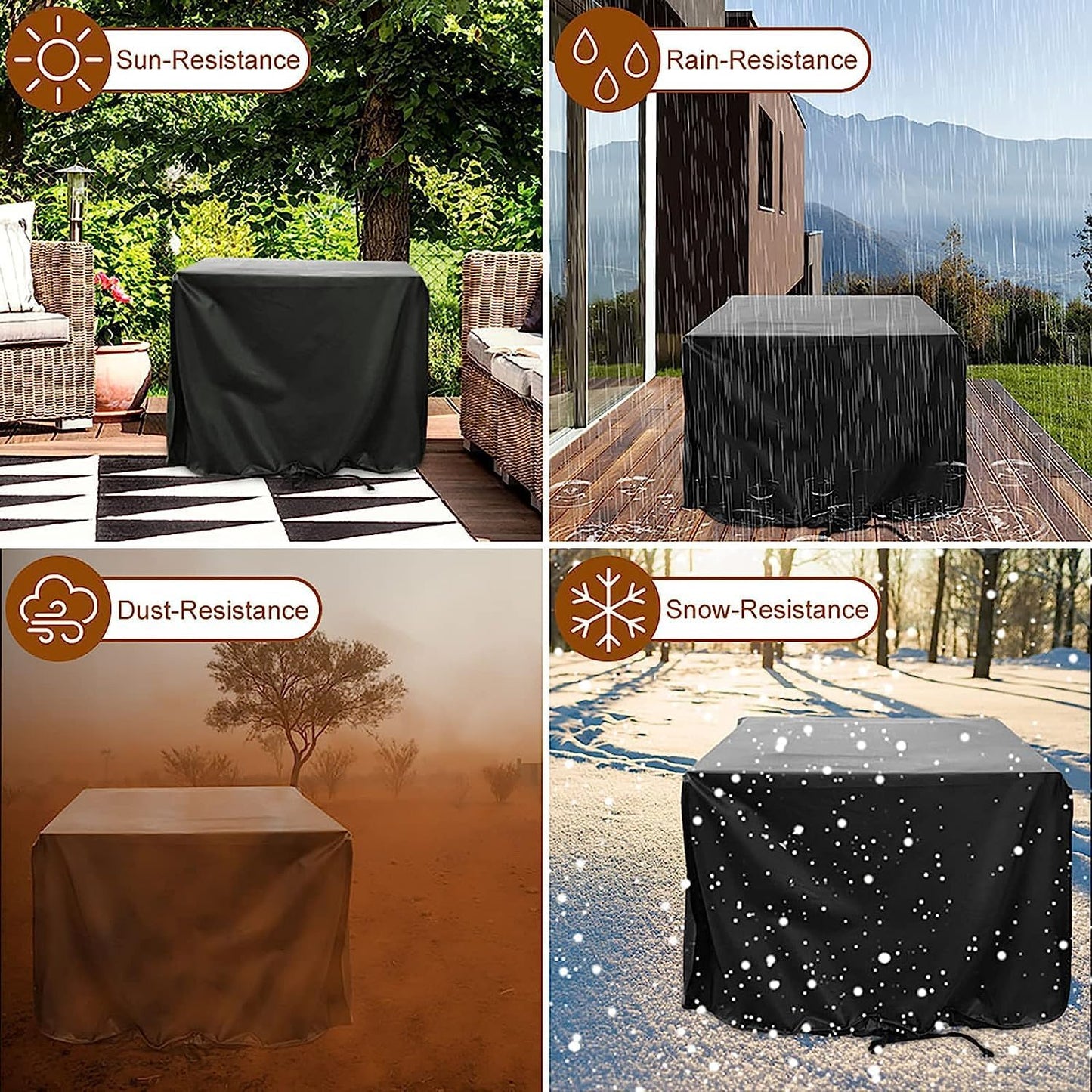 Blackhose 40" x 40" x 28" Square Gas Fire Pit Cover - Waterproof 600D Heavy Duty, Dustproof, Anti UV