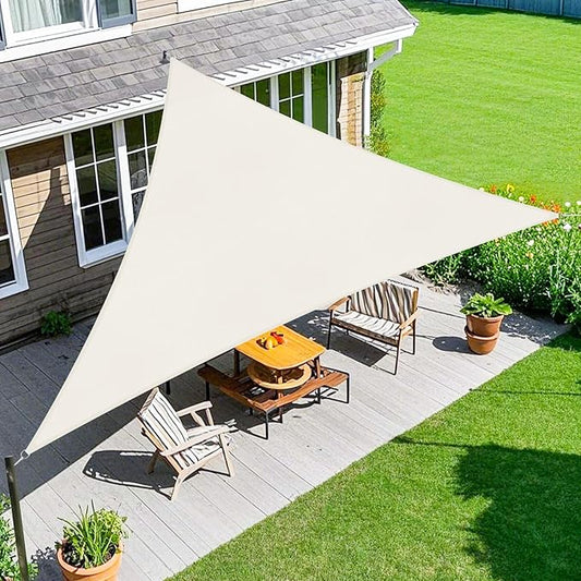 Amagenix Sun Shade Sail 9X9X12.7 Curved Edge Outdoor Shade Canopy Cream Breathable 95% UV Block Shade Cloth for Patio Garden Backyard (We Make Custom Size)