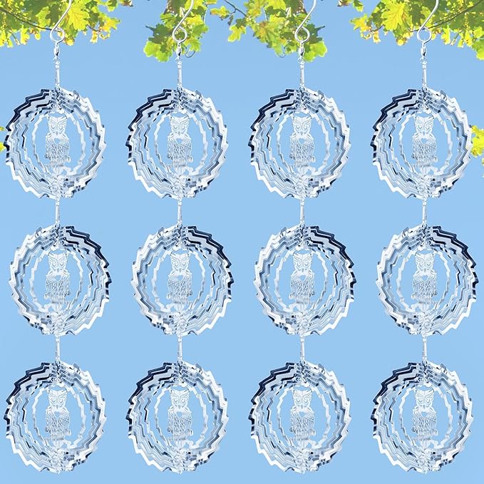 12 PCS Stainless Steel Bird deterrents for Outside,3D Bird Scarer Discs Set Pigeon Deterrent,Bird reflectors to Keep Birds Away Woodpecker Deterrent for House,Crow Deterrent