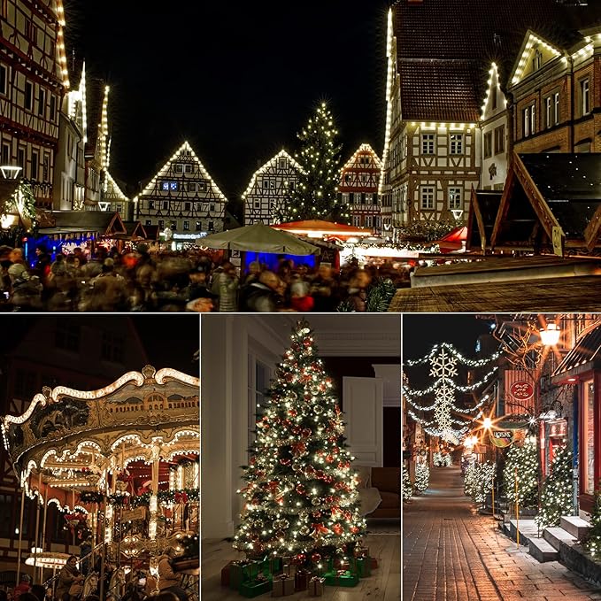 2PC C6 Led Christmas String Lights, 60 Led 20FT Battery Operated Strawberry Lights, Waterproof 8 Lighting Modes Fairy Lights for Indoor Outdoor Patio Garden Party X-mas Decoration(Warm White)