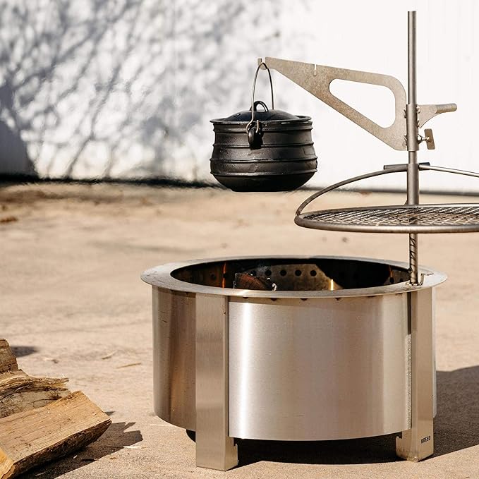 Breeo Smokeless Fire Pit (X Series 24, Stainless Steel) | 27.5 inch Smokeless Firepit for Outside | 62 Pounds | Ideal for Families Compatible with Wide Range of Breeo Accessories