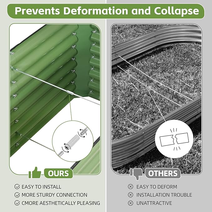 4x2x2ft (2 Pack) Raised Garden Bed - Galvanized Deep Root Planter Boxes Outdoor with Wing Nuts and Safety Edges for Gardening Vegetables, Flowers, Herbs, Succulents - Olive Green