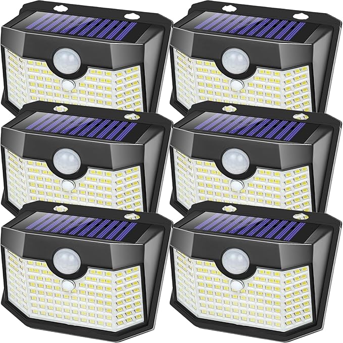 Aootek Motion Sensor Outdoor Lights 6 Packs,Solar Lights Outdoor with 3 Lighting Modes,Solar Lights Outdoor Waterproof for Garden Patio Garage Yard Deck