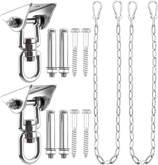 2 Set Hammock Hanging with Swing Chain 1200 LB Capacity Heavy Duty Swing Hangers 360° Swivel Hammock Hanger Kit for Hanging Hammock Chair Tree Yoga