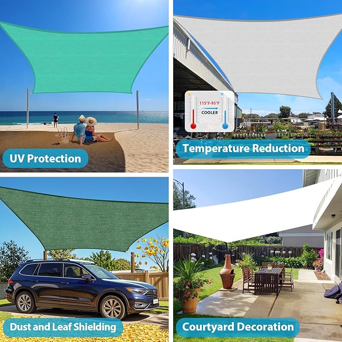 Amagenix Sun Shade Sail 5X6 Curved Edge Outdoor Shade Canopy Mocha Breathable 95% UV Block Shade Cloth for Patio Garden Backyard (We Make Custom Size)