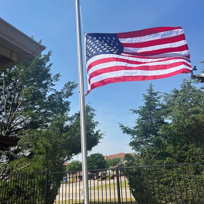 AZCOVER American Flag 5x8 FT Us Flag for Outside Heavy Duty Nylon American Flags for Outdoor with Embroidered Stars Sewn Stipes and Brass Grommets All Weather Lasting United States Flag