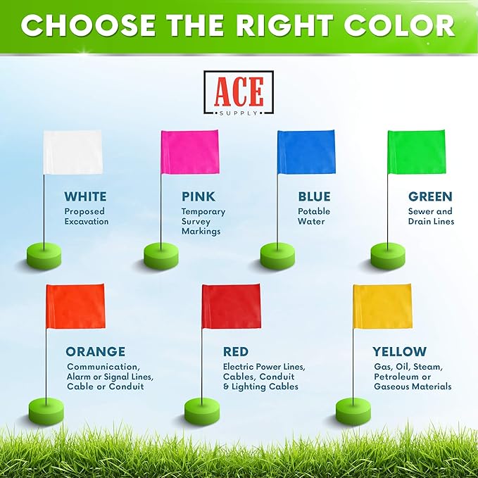 Blue Marking Flags 1000 Pack - 4x5x15 Inch Blue Flags for Yard - Markers For Lawn, Irrigation, Landscaping, Survey & Sprinkler Head Marking