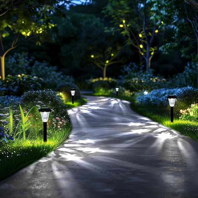 GIGALUMI Solar Outdoor Lights,Solar Lights Outdoor Waterproof 10 Pack,Cool White Solar Pathway Lights for Outside,Outdoor Lights Solar Powered Garden Decoration for Pathway,Patio,Lawn,Yard