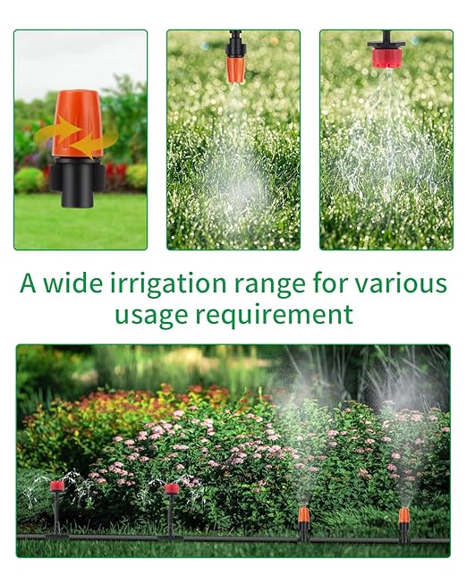Garden 50Ft Automatic Micro Irrigation System, 1/4" Blank Distribution Plant Watering Irrigation Kit Accessories Include Atomizing Nozzle Mister Dripper for Garden Flower Bed,Patio,Lawn …