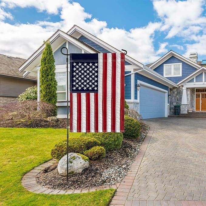 American Flags Garden Flag for Outside 12x18,Small USA Flag Outdoor Heavy Duty Made in USA High Wind Embroidered Stars-sewn Stripes Waterproof