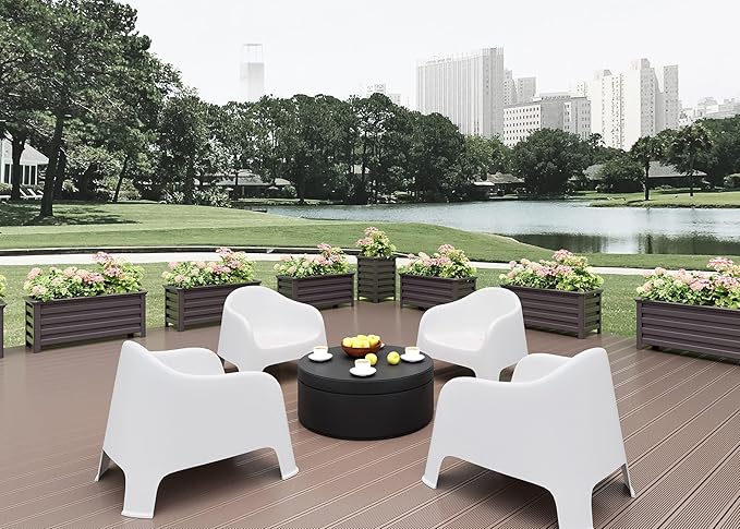 Aluminum Rectangular Outdoor Planter 39.36" Long Box Planter for Patio Porch Indoor Outdoor Weather-Resistant Large Planters with Drainage Hole for Flowers, Dark Brown, 19.68"D x 39.36"W x 19.68"H