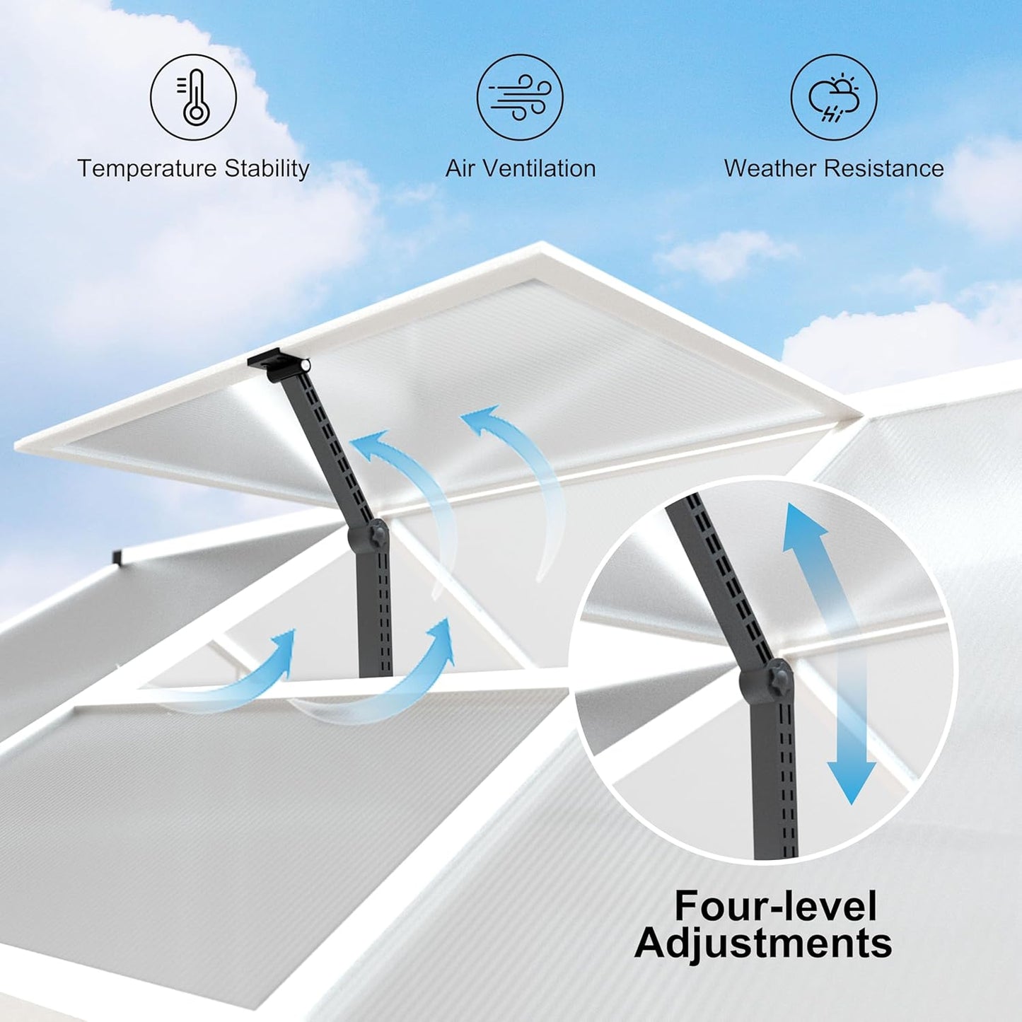 6' x10' Double-Wall Polycarbonate Aluminum Greenhouse Kit for Outdoor, Walk-in Greenhouse with Lockable Door and Adjustable Roof Vent, Backyard Garden in Winter, White