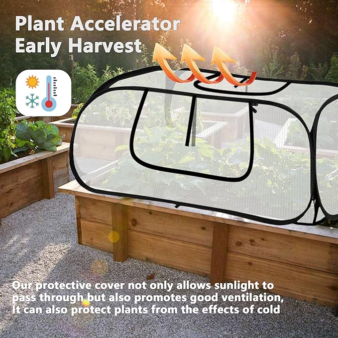 45"*22"*16"Garden Plant Covers with Two Air Hole and Breathable Mesh for Raised Beds, Accelerator Plants Cover, Mini Greenhouse Cover, Frost Cover for Plant Vegetable Seedling Protector 2PCS