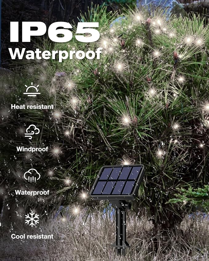 6 Pack Solar Fairy Lights for Outside Waterproof, 49FT/15M 150LED Solar String Lights Outdoor 8 Modes Solar Twinkle Lights for Garden Yard Christmas Tree Wedding Party Decor, Cool White