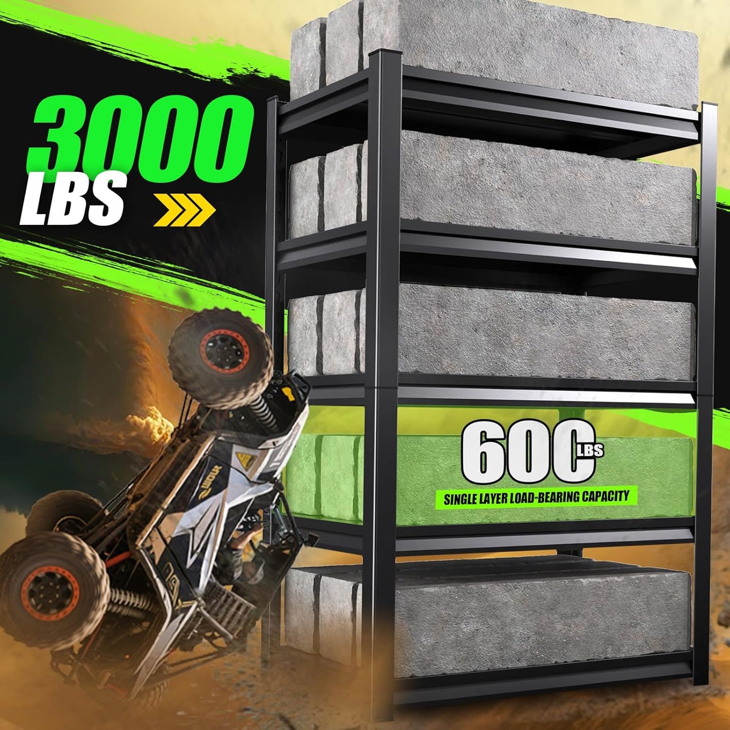 93''HStorage Shelves,5 Tier Garage Shelving 3500LBS Heavy Duty,Metal Shelves Adjustable Industrial Shelving Units,Rustproof Shelf Rack 93''H*45.7''W*19.7''D,2 Pack