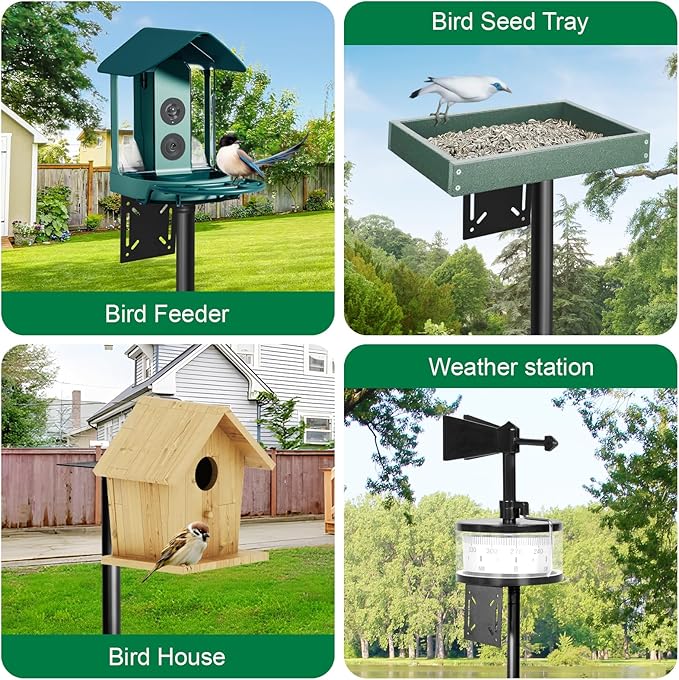 Bird Feeder Pole, 92in Adjustable Bird House Pole for Outdoors, Heavy Duty Smart Feeder Pole Mount Kit for Feeders, Birdhouse, Weather Station, Birdwatching