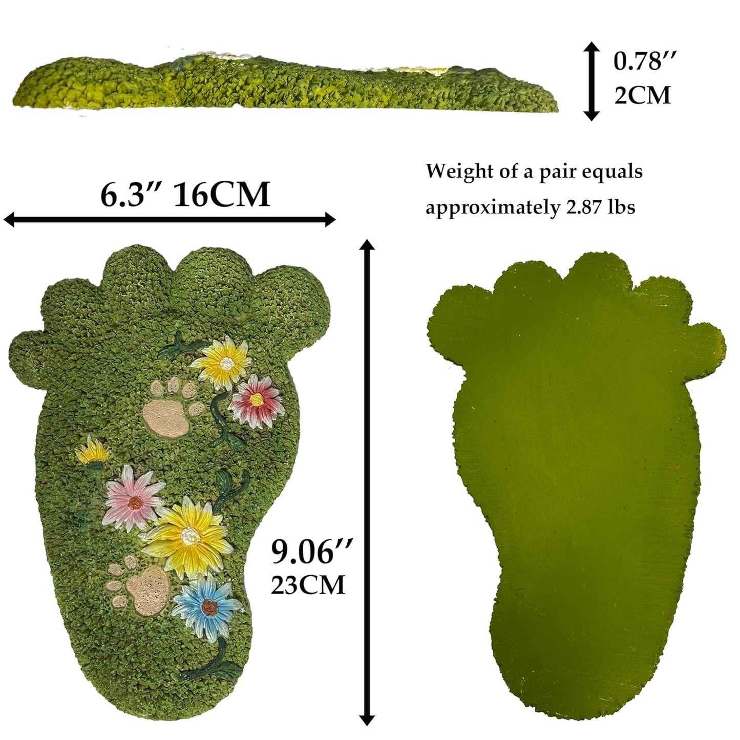 Garden Stepping Stones - Patio Outdoor Decorative Footprint Stones, Lawn Stepping Stones Set, Resin (Set of 2)