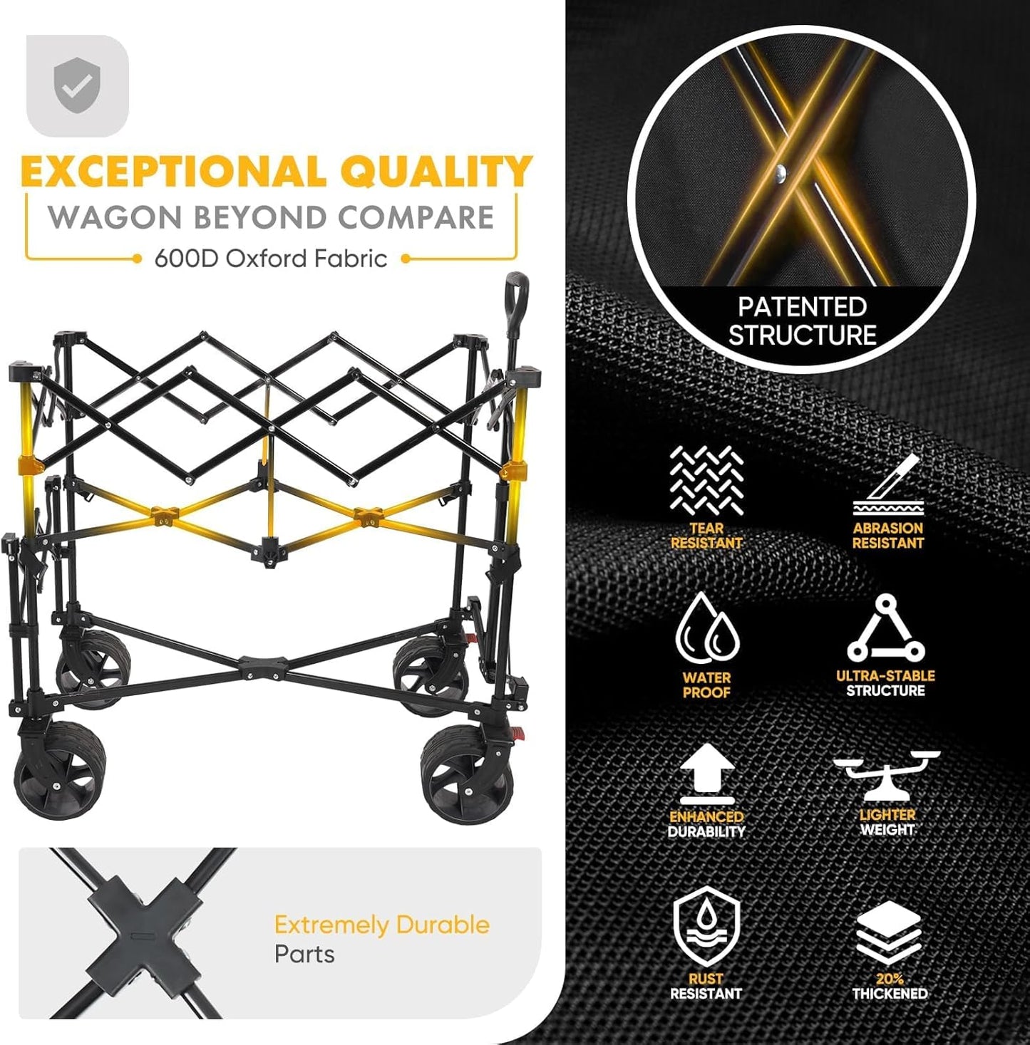 400L Large Capacity Folding Double Decker Wagon with Brakes, 48" Extra Long Extender Cart, 500lbs Heavy Duty Collapsible Wagons, All-Terrain Big Wheels for Camping, Sports, Shopping. Blue
