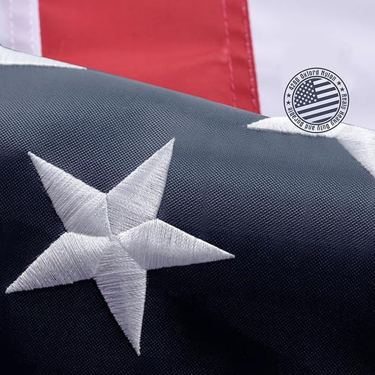 American Flag 8x12 Ft, Outdoor Premium US Flags, Heavy Duty Durable, 420D Oxford Nylon, Embroidered Stars, Brass Grommets