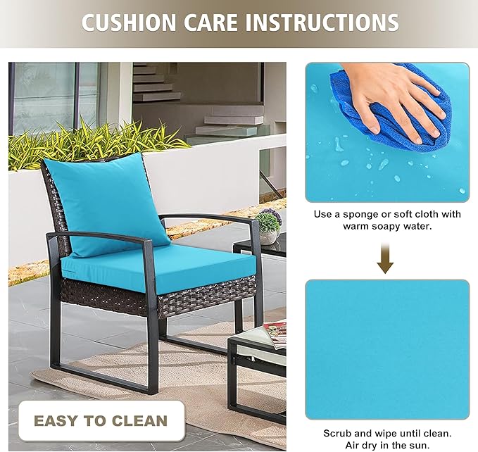 24x24 Inch Outdoor Cushions for Patio Furniture, Waterproof Outdoor Chair Cushions w/Fade-Resistant, Removable & Machine-Washable Covers, Deep Seat Sofa/Couch Pad Replacement – Set of 1/2/4, Teal