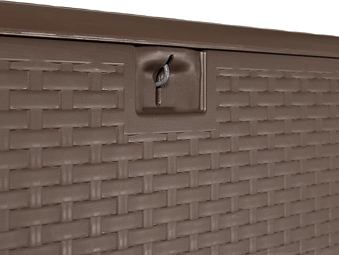 Amazon Basics Outdoor Organization & Storage Deck Box with Lid, 99 Gallon, Brown