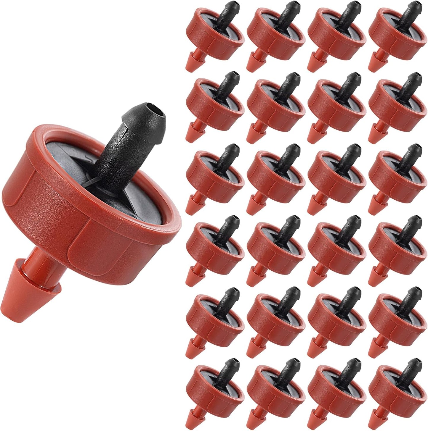 30Pcs 1 GPH Pressure Compensating Irrigation Spot Drippers,Constant Flow Barb Outlet Watering Dripper Emitters Heads Parts for 1/4 Inch Watering Tubing Line for Garden Pots Plant Irrigation Systems