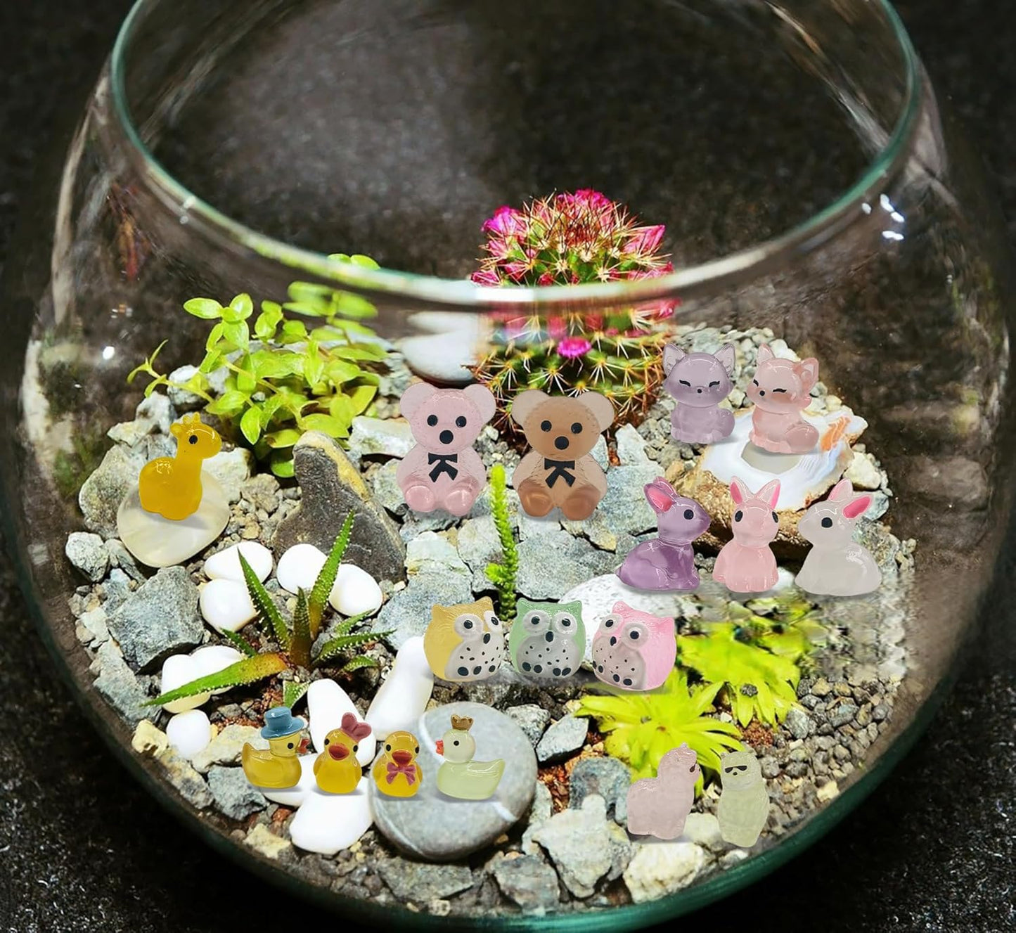 160 Pcs Luminous Mini Resin Animals Tiny Figurines Glow in The Dark Tiny Resin Ducks for Fairy Garden, Miniature Accessories, Crafts, and Decor