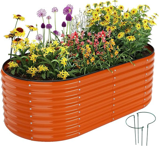 Galvanized Metal Planter Raised Garden Bed Kit for Gardening Outdoor，6x3x2ft Planter Grow Garden Box Raised Flower Bed，Long Vegetable Clearance Herb Raised Garden Beds for Container Gardening