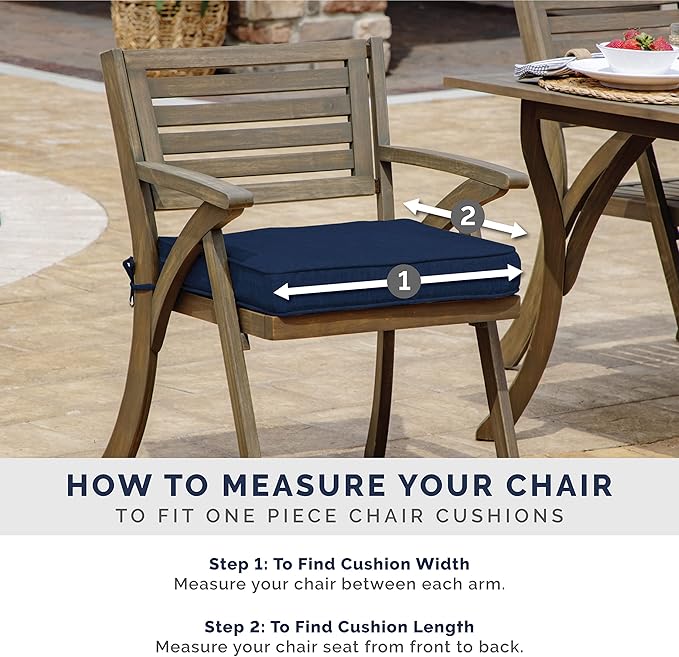 Arden Seat Cushion, 21 x 21, Rain-Proof, Fade Resistant, Cushion for Patio Dining, Adirondack, and Outdoor Chairs Neutral Aurora Damask