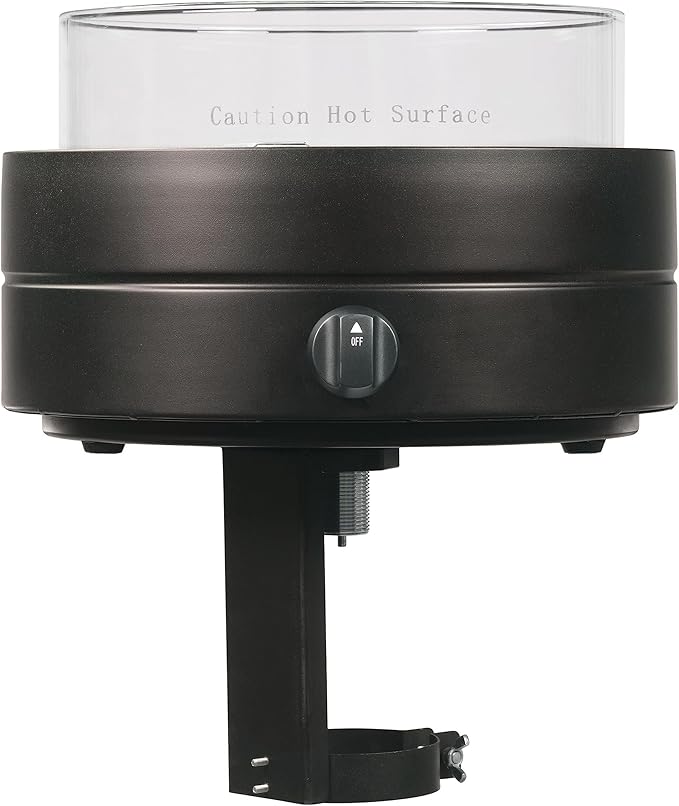 Amazon Basics 14-Inch Round Propane Fire Pit, 9000 BTU Portable Tabletop Fireplace with Glass Stones, Umbrella Hole Compatible for Outdoor Patio Tables & Camping, Brown