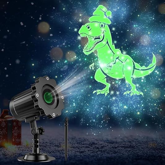 3D Dynamic Christmas Projector Lights Outdoor Indoor-2024 Upgrade Dinosaur Christmas Decorations,Waterproof Holiday Projector Lights for Window Ground Roof Wall Yard Xmas Decor
