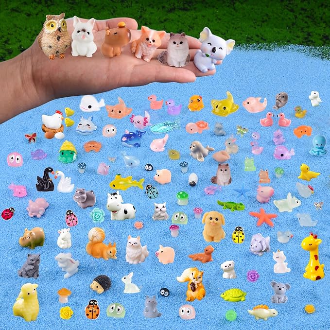150 Pcs Mini Resin Animals Miniature Animal Figurines Tiny Resin Animals Mini Animals Small Animals Figures Bulk for Fairy Garden Décor Micro Landscape Ornaments Dollhouse Craft Accessories