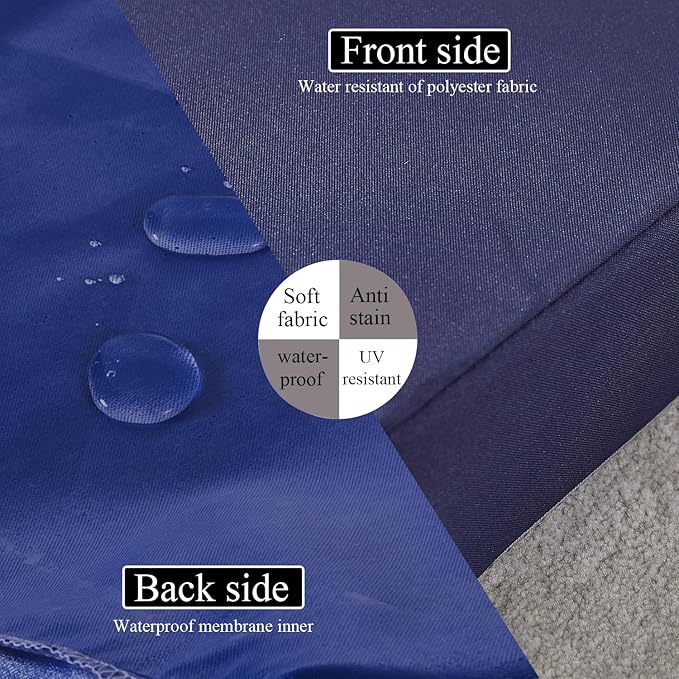 17 x 17 Inch Outdoor Seat Cushions for Patio Furniture with Non Slip and Ties Waterproof & UV Resistant Round Corner Outdoor Chair Cushions Replacement Set of 2, Navy Blue