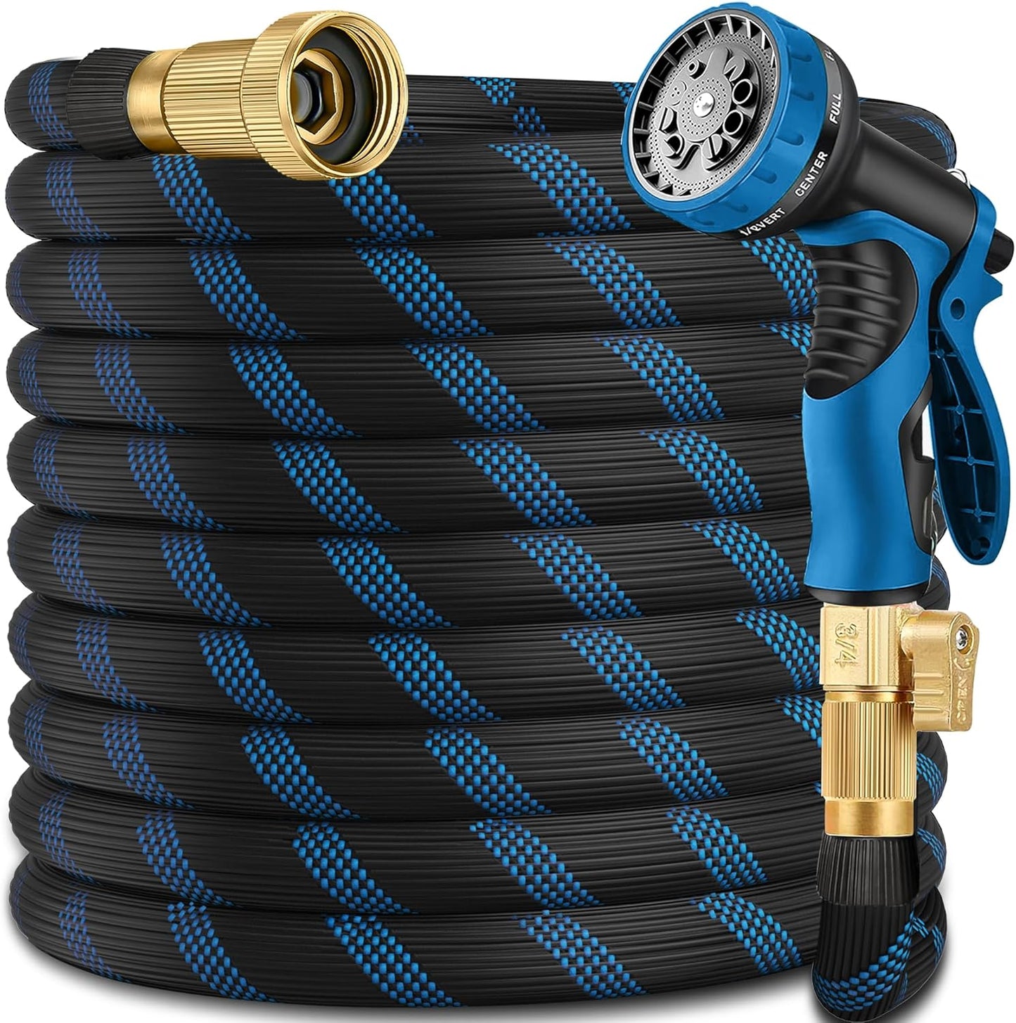 200 ft Garden Hose-No Kink,Heavy Duty,Lightweigh Flexible,Leakproof Water Hose with Sprayer Nozzle-3/4" Solid Brass Connectors-Rubber Car Hoses