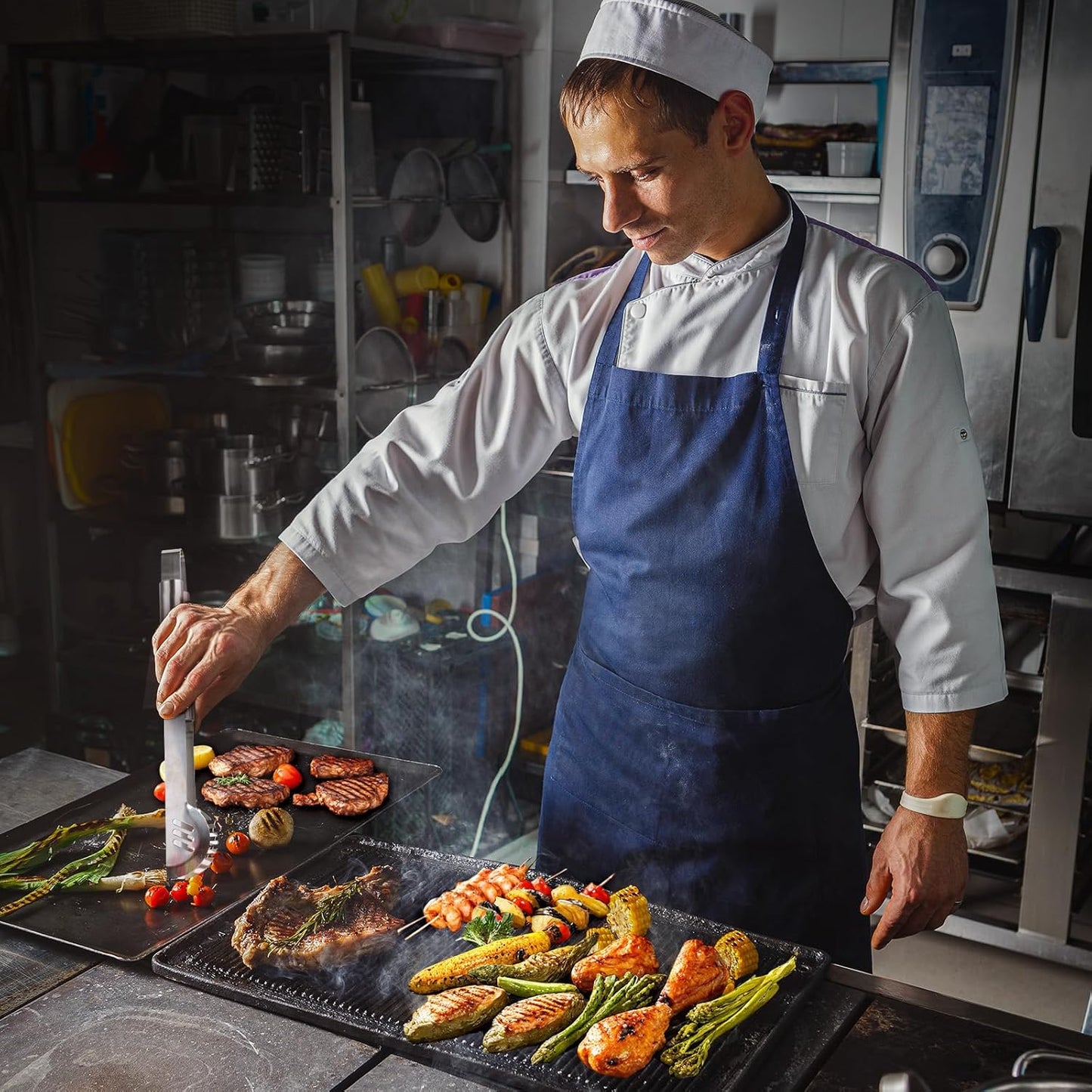 BBQ Tool Grilling Accessories, 16-Inch Stainless Steel BBQ Grill Tools Set for Men, Heavy Duty Grilling Accessories Kit for Camping, Kitchen, 3 PCS Extra Thick Barbecue Utensil