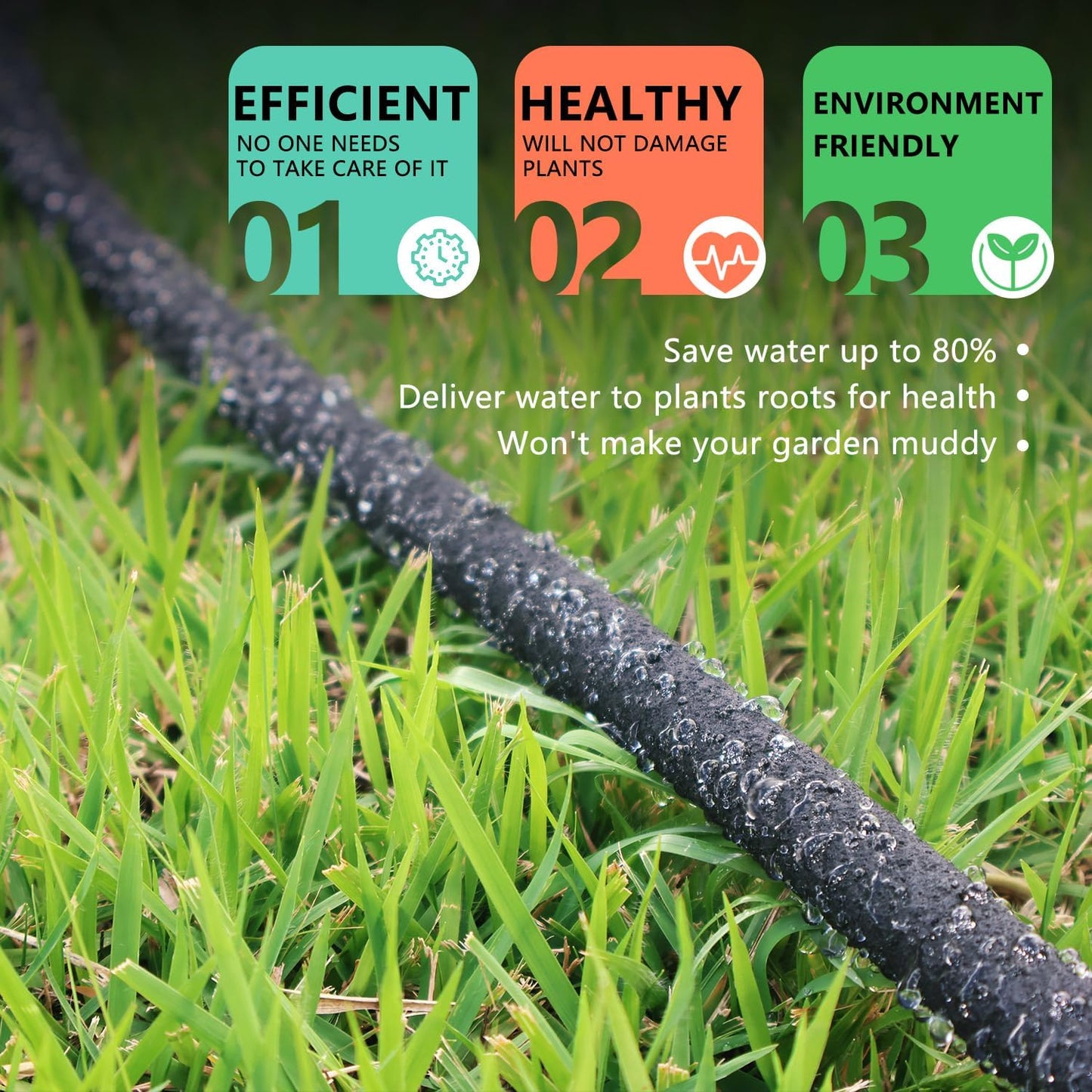 1/2'' Soaker Hose for Garden - 25 Ft Heavy Duty Garden Soaker Hose, Drip Irrigation System