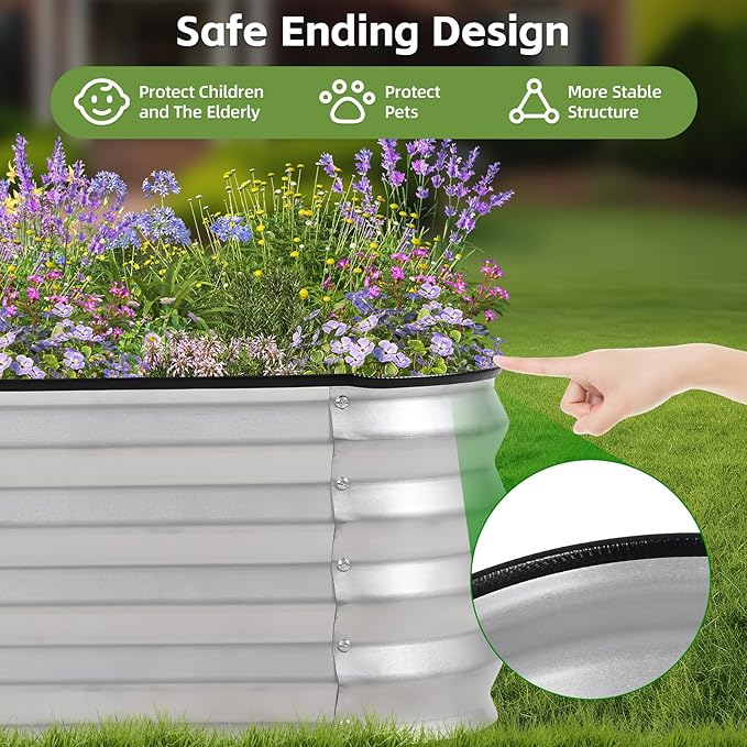 3-in-1 Modular Raised Garden Bed Kit - Adjustable Sizes (4x2x1ft, 3x3x1ft, 5x1x1ft) - Heavy Duty Galvanized Steel Planter Box with Bracing Rods & Gloves for Vegetables, Fruits, Flowers