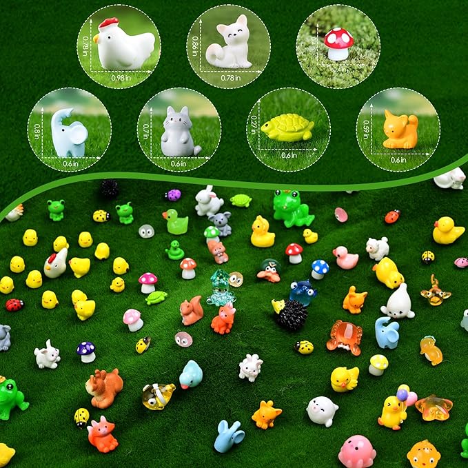 150 Pieces Mini Resin Animals Mini Resin Figures Tiny Resin Animals Model Set for DIY Miniature Garden Decor, Dollhouse Ornament,Succulents Plants Ornaments, Animals Party Favors
