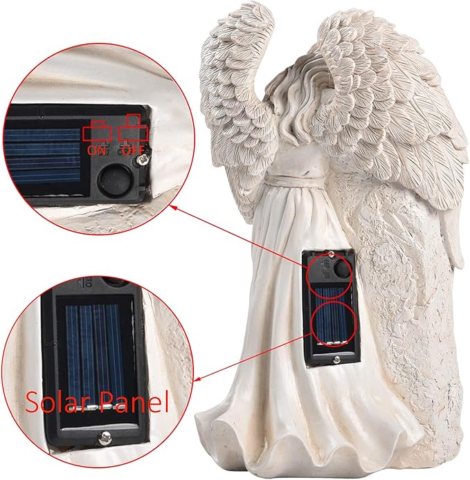Angel Garden Statues Outdoor Decor, Solar Angel Figurines Lights for Garden Decoration Yard Art Memorial Gifts for Loss of Loved One